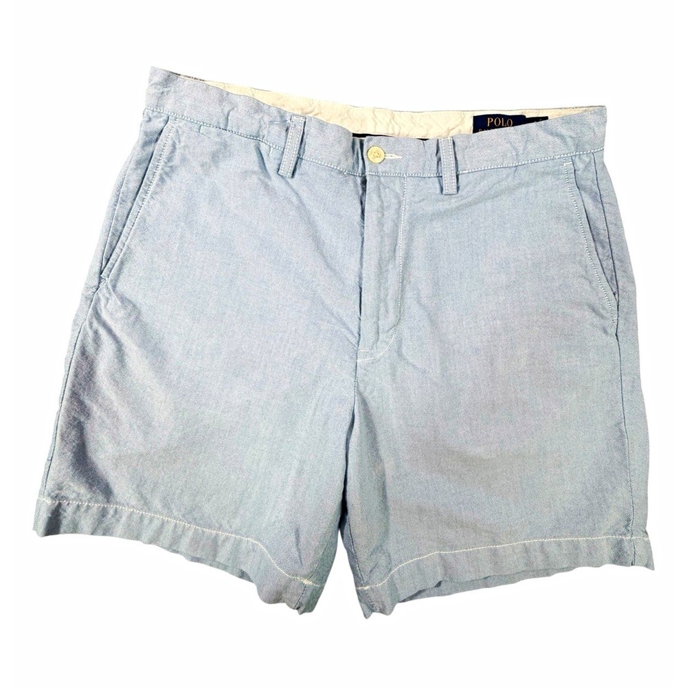 Polo Ralph Lauren Mens 32 Classic Fit 6 Inch Oxford Shorts Light Blue Cotton